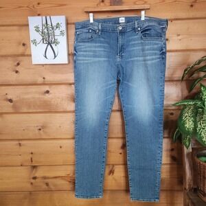 EDWIN Lian Skinny Slim Jeans In Breaker Whisker Stone Wash Denim Embroider Sz 38